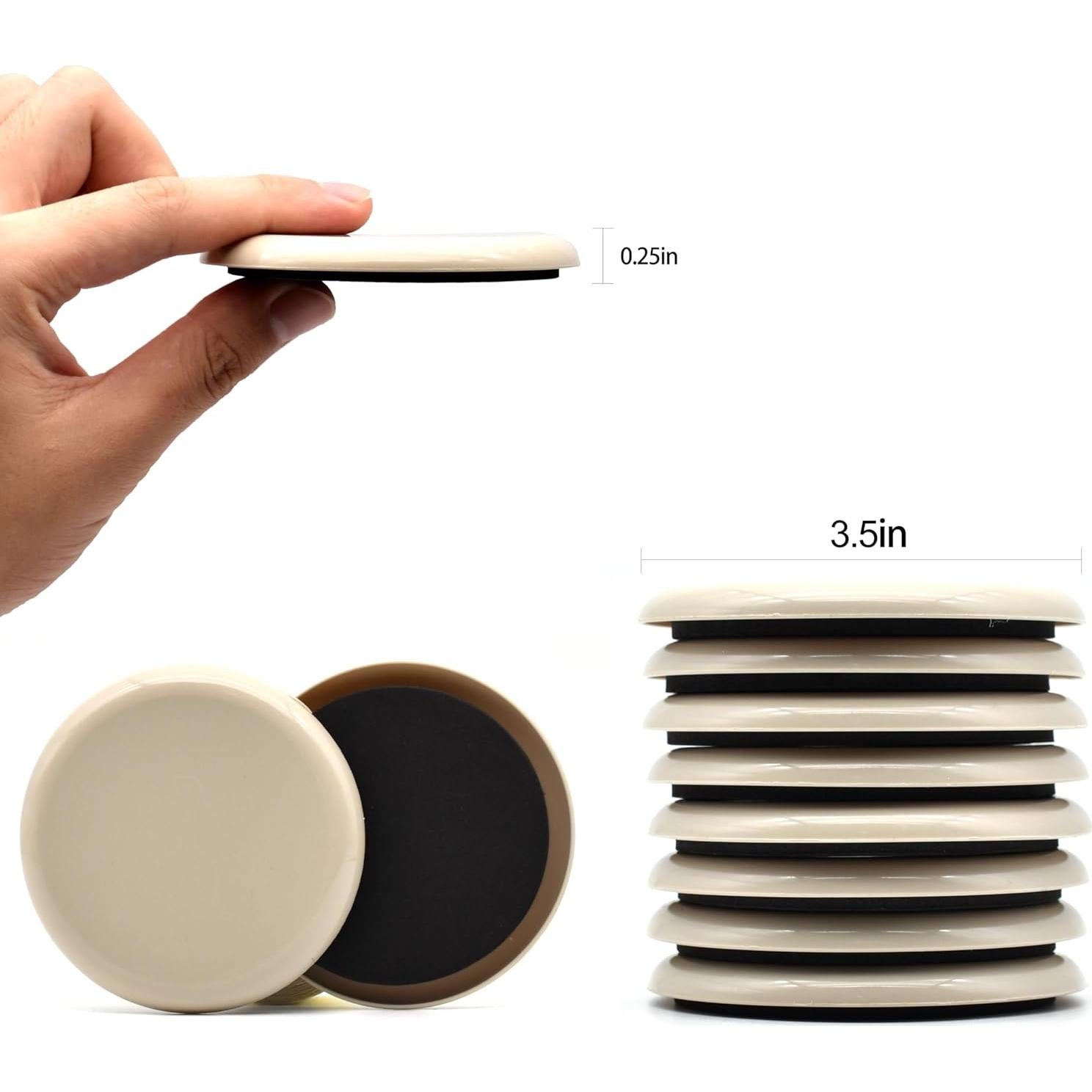 Deslizadores de Muebles Redondos 12 Pcs 8.89 cm Beige