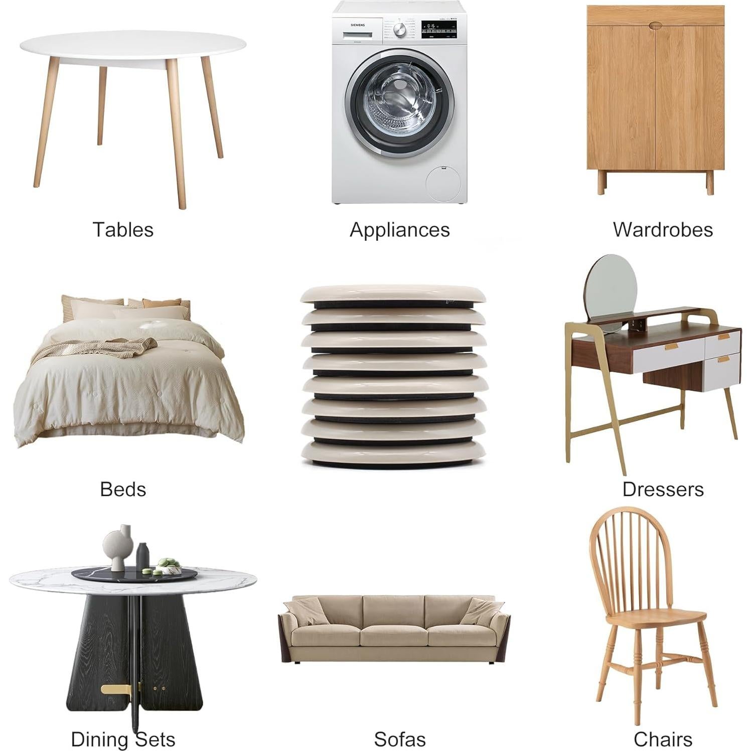 Deslizadores de Muebles Redondos 12 Pcs 8.89 cm Beige