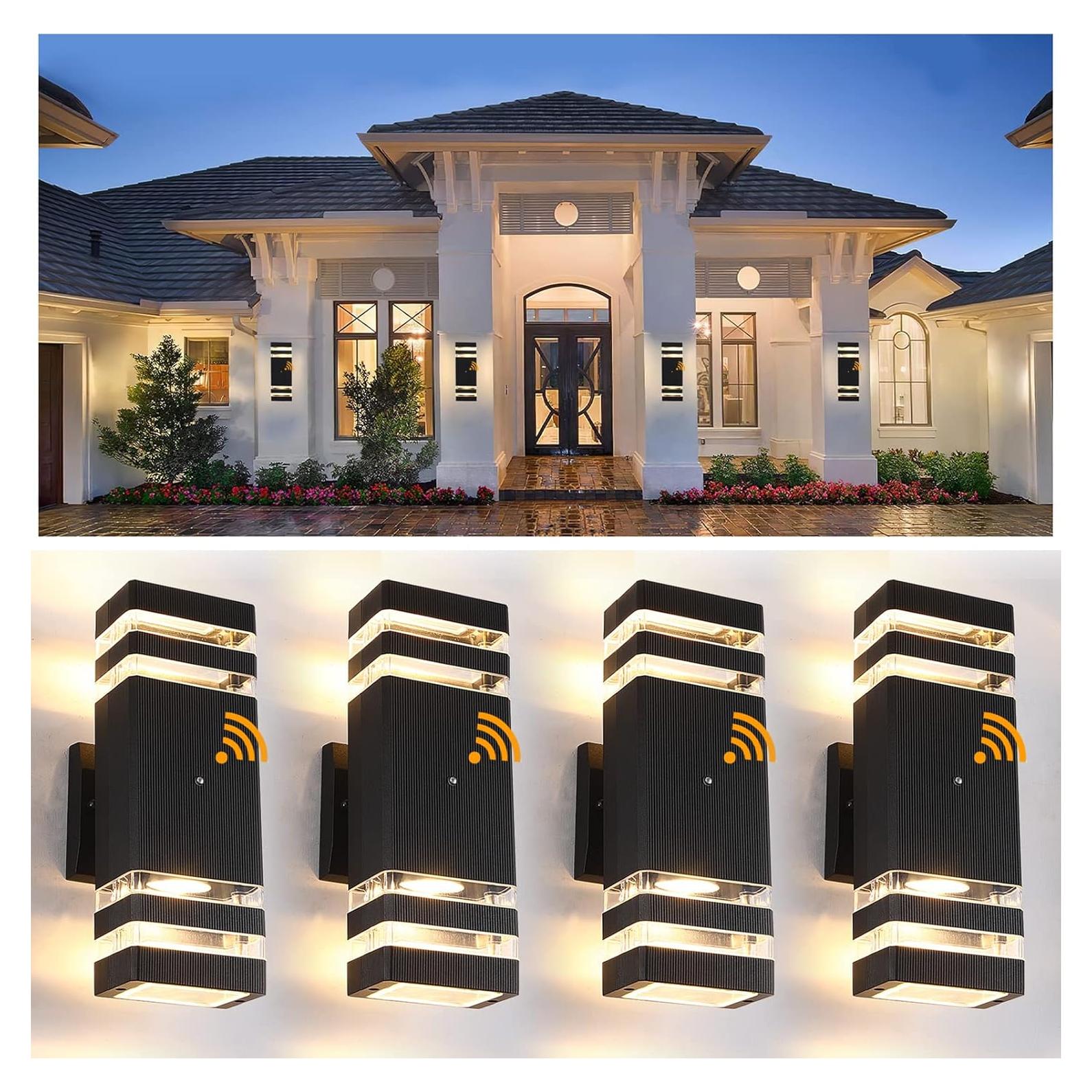 Luces de Pared Exteriores BOXCUPIN con Sensor Dusk a Dawn 4 Pzas