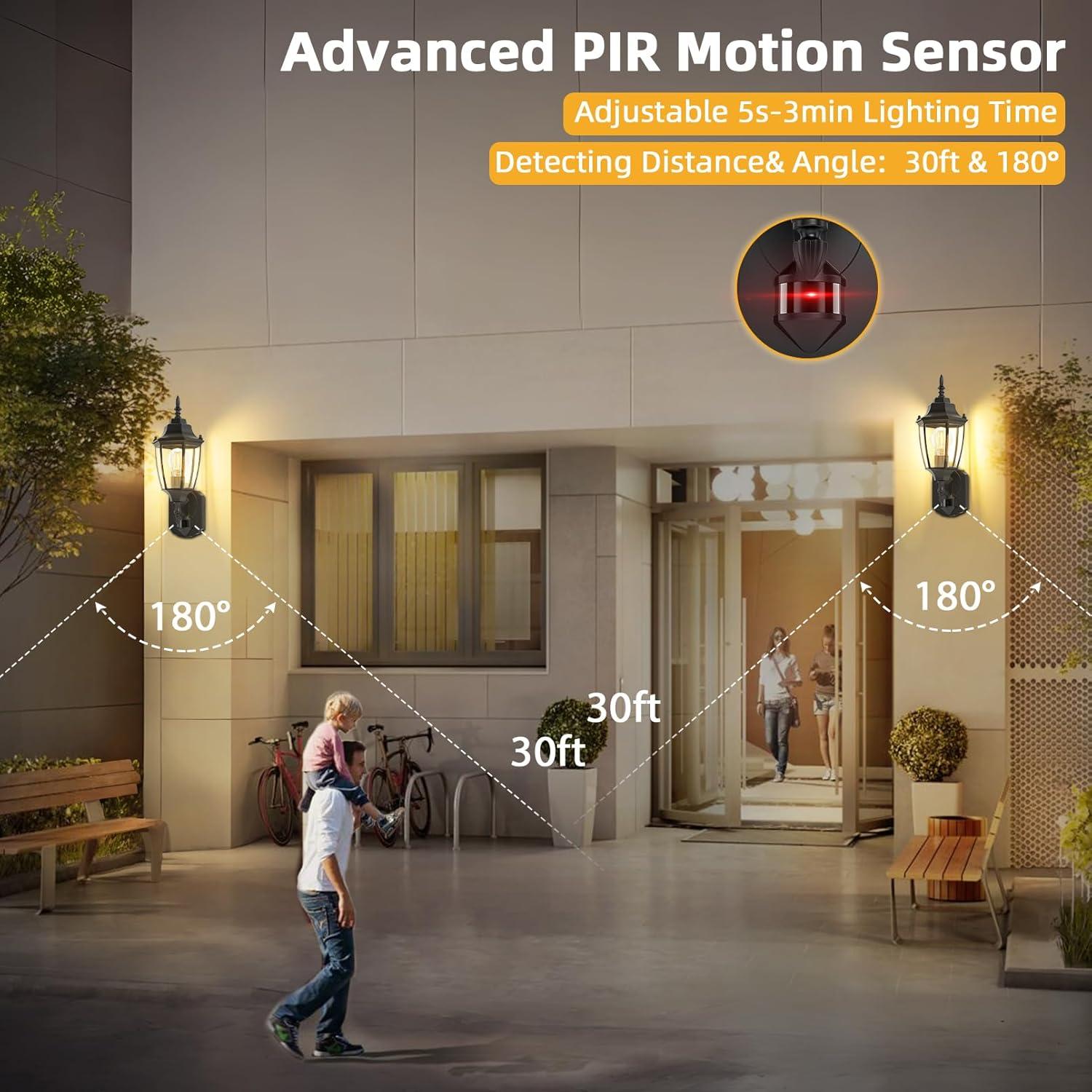 Lamomo Aplique de Pared Exterior con Sensor de Movimiento - 2 Pcs