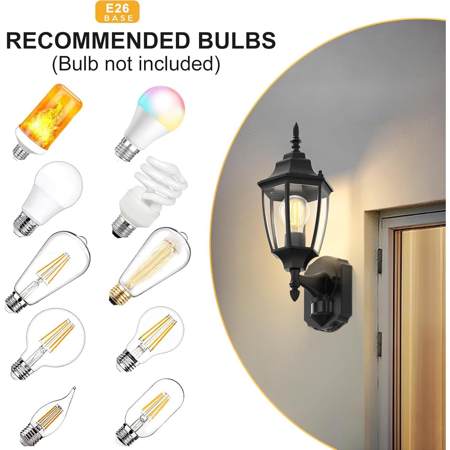 Lamomo Aplique de Pared Exterior con Sensor de Movimiento - 2 Pcs