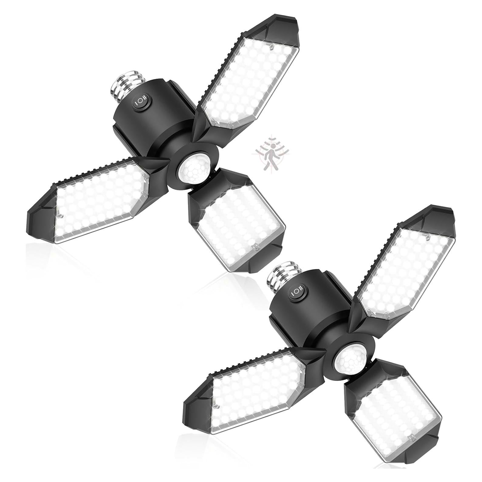 Paquete de 2 luces LED de garaje Toberich 8000LM con sensor