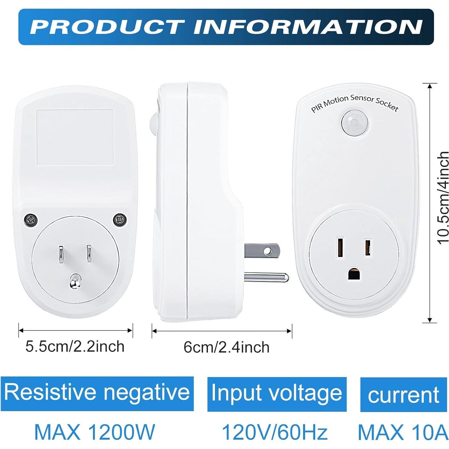 Enchufes con Sensor de Movimiento Macarrie 4 Piezas 120 Grados
