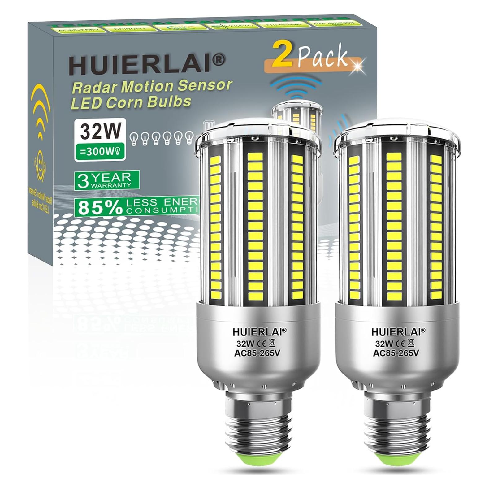 Bombillas LED HUIERLAI 32W con Sensor de Movimiento 6000K