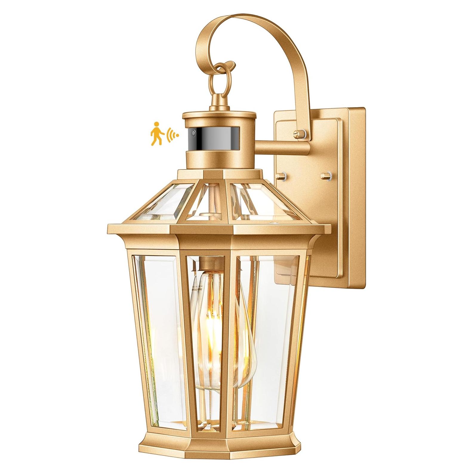 Aplique de Pared Exterior VIANIS con Sensor de Movimiento Dorado