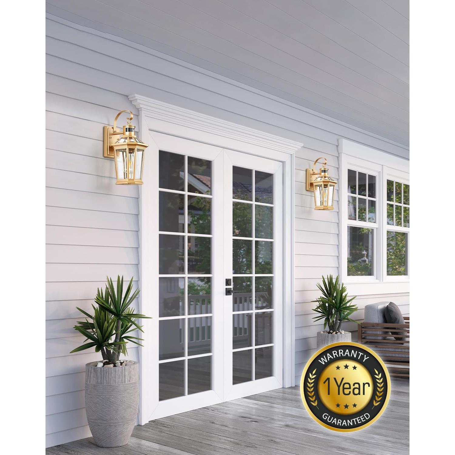 Aplique de Pared Exterior VIANIS con Sensor de Movimiento Dorado