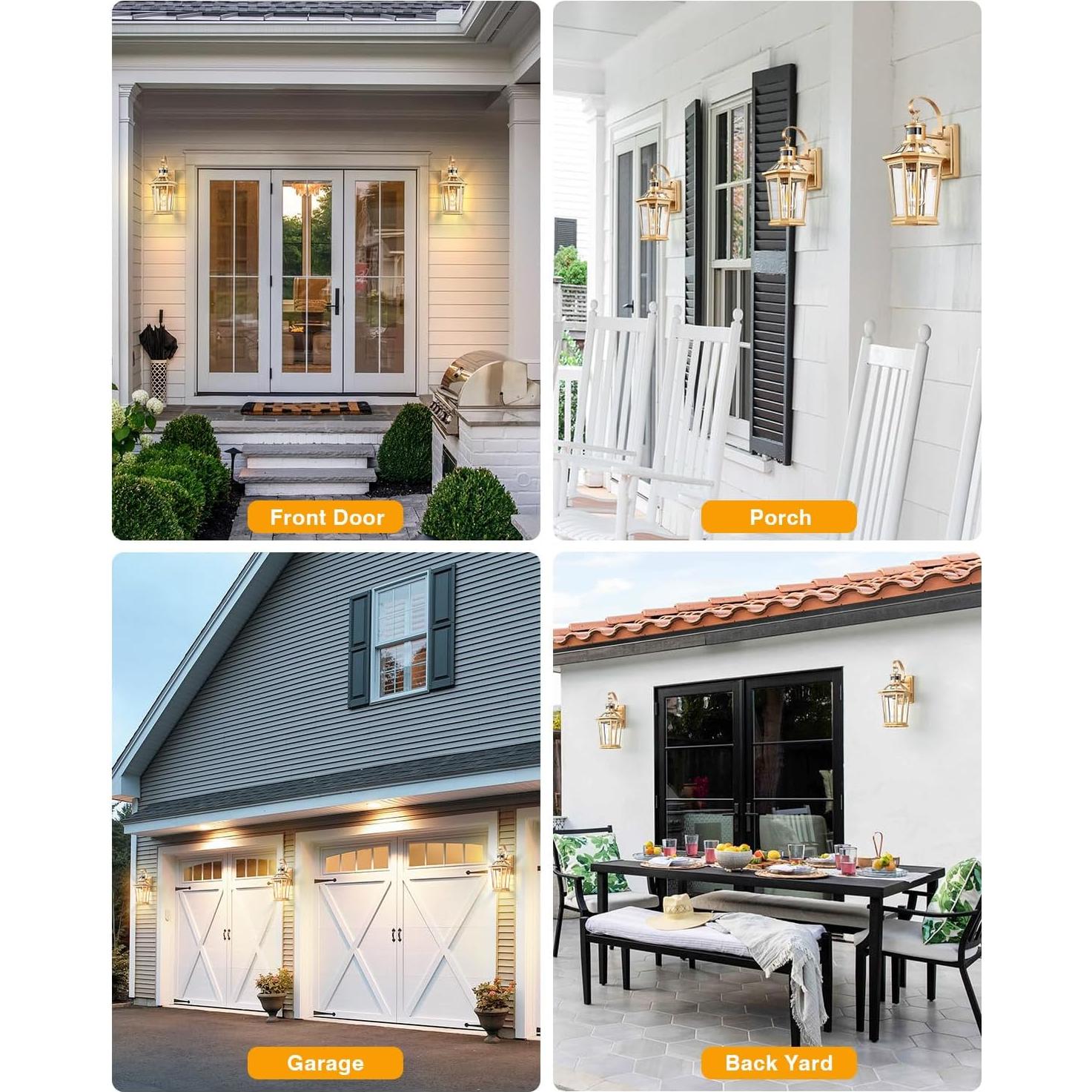 Aplique de Pared Exterior VIANIS con Sensor de Movimiento Dorado