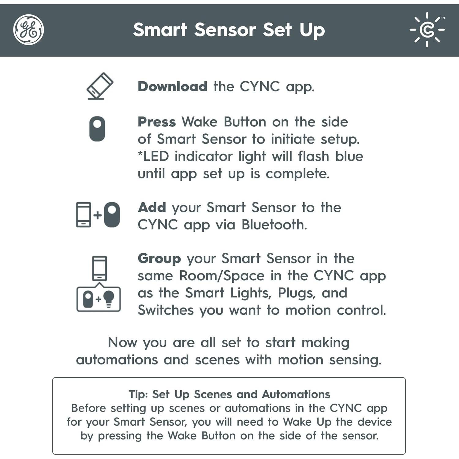 Sensor de Movimiento Inalámbrico Cync GE, Bluetooth, 6.1m