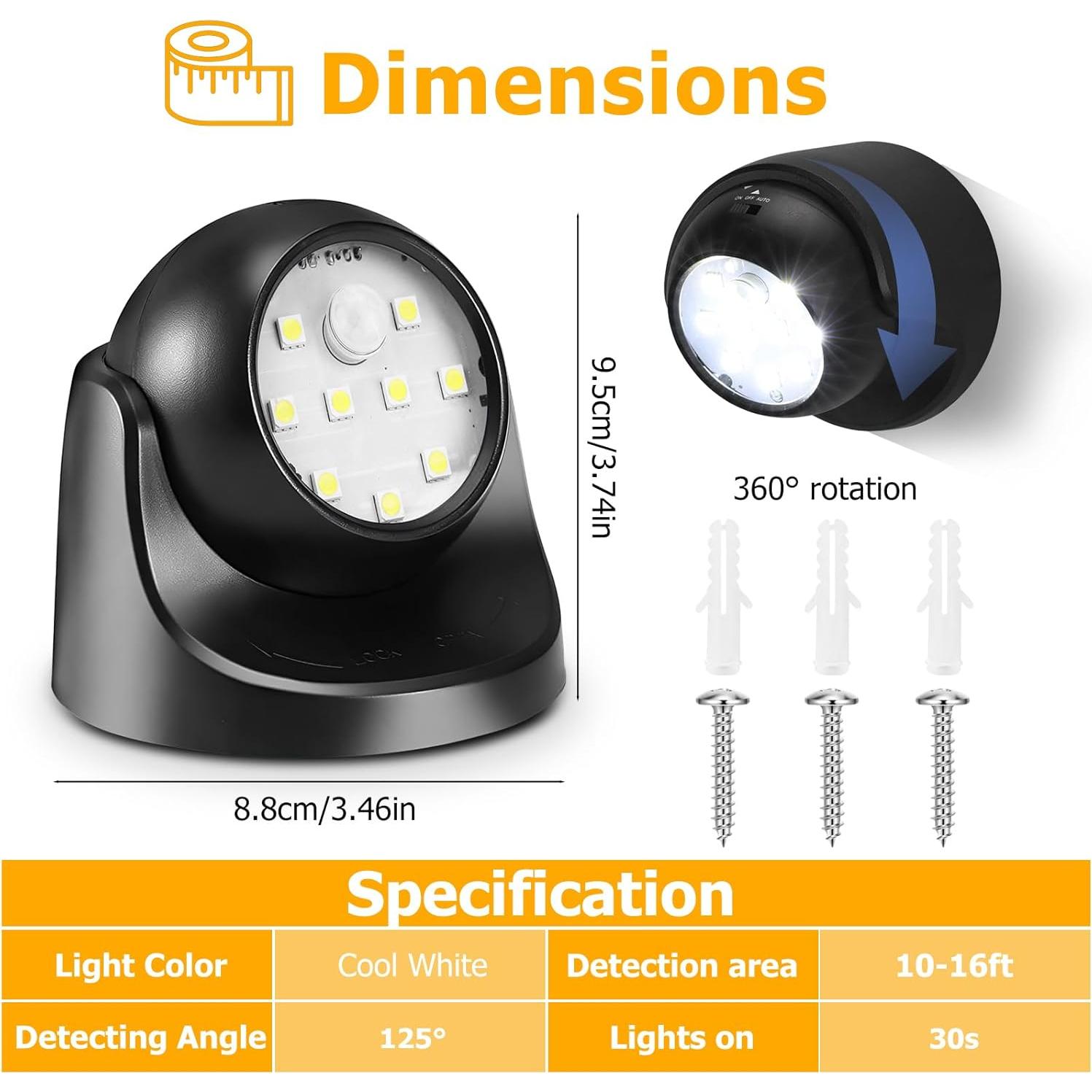 Luz de Sensor de Movimiento Inalámbrica LemonBest 9.1cm