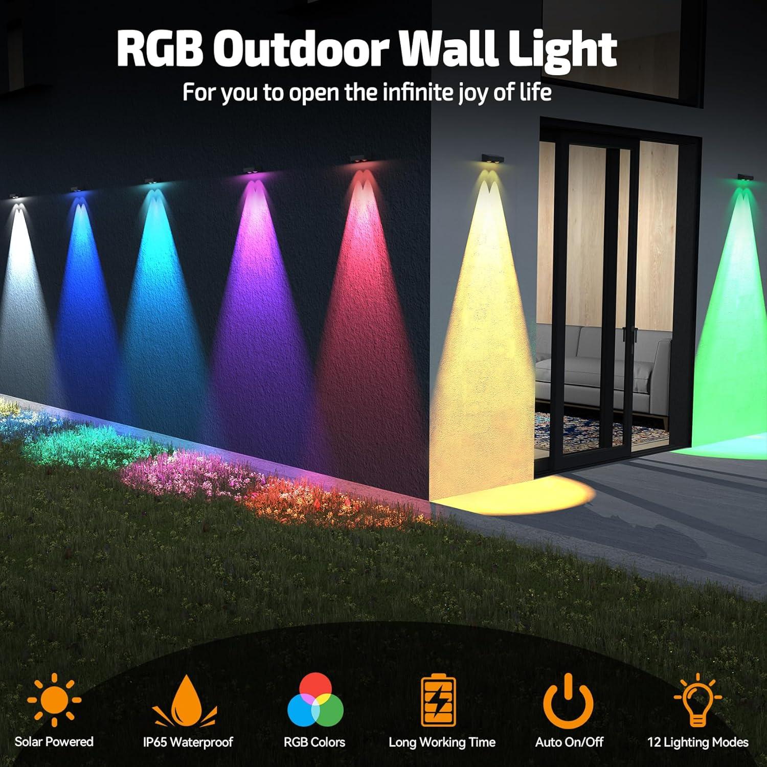 Luces Solares IP65 ZXCLIGHT para Cercas Exteriores 12 Modos RGB