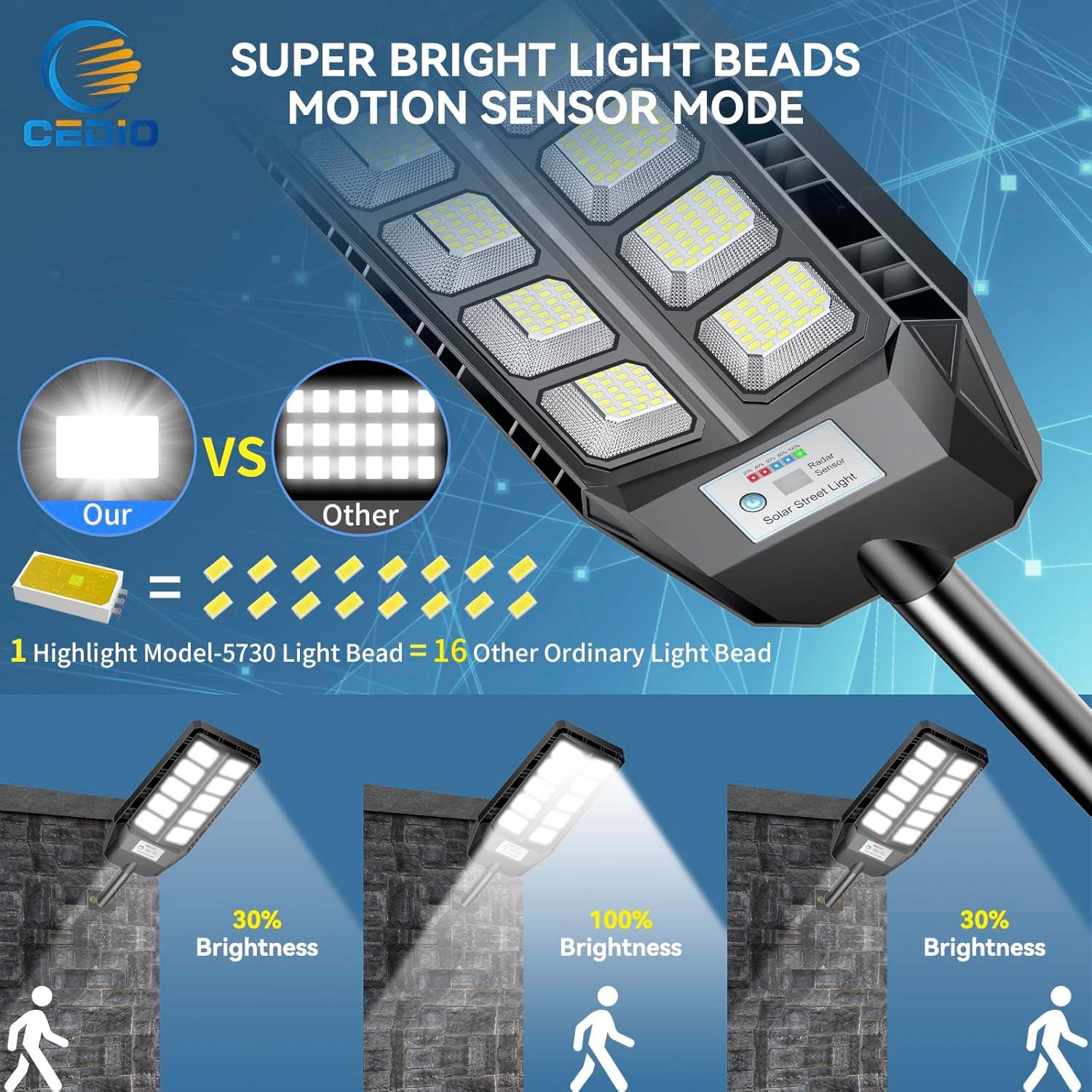 Luces Solares Exteriores CEDIO 5000W IP66 con Sensor de Movimiento