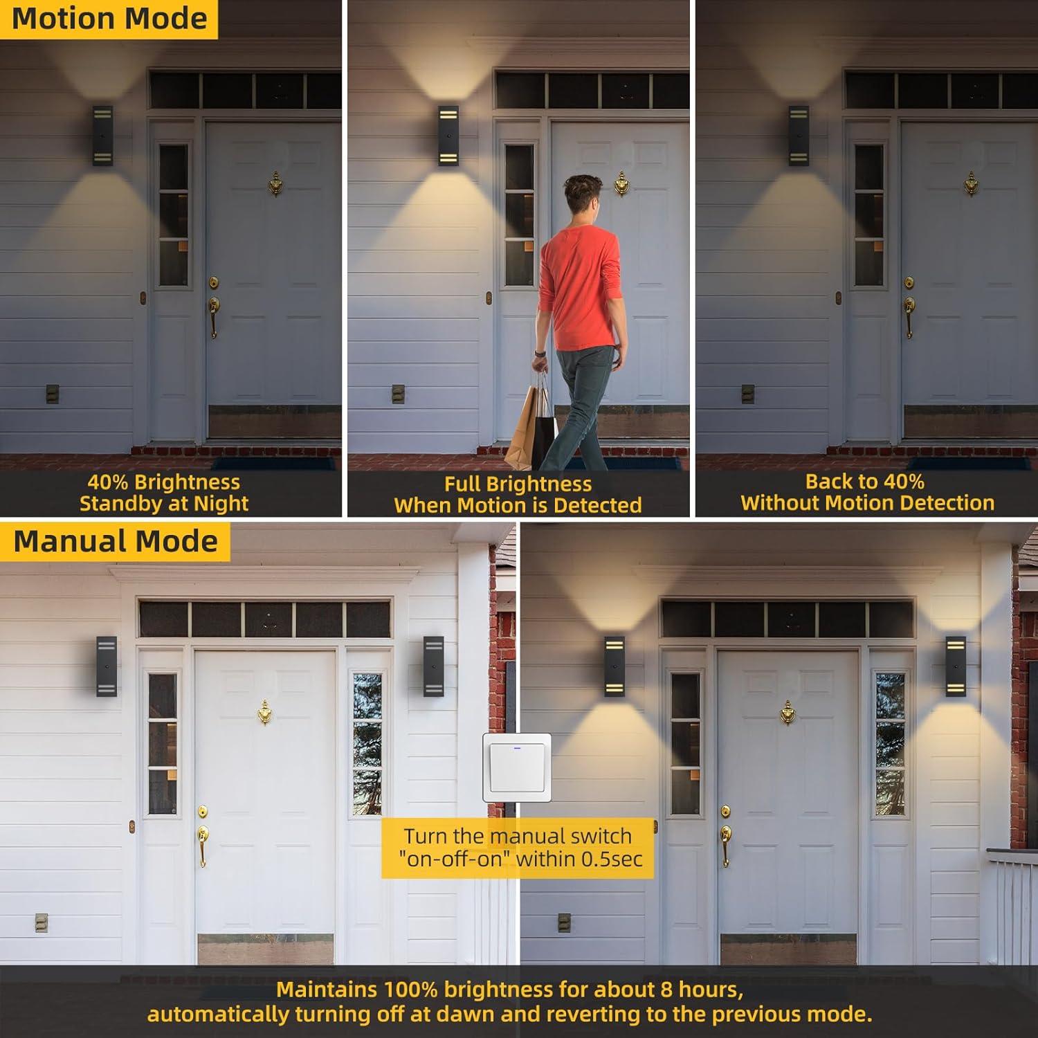 Luces de Pared Exteriores SHIMR con Sensor de Movimiento - 2 Paquete