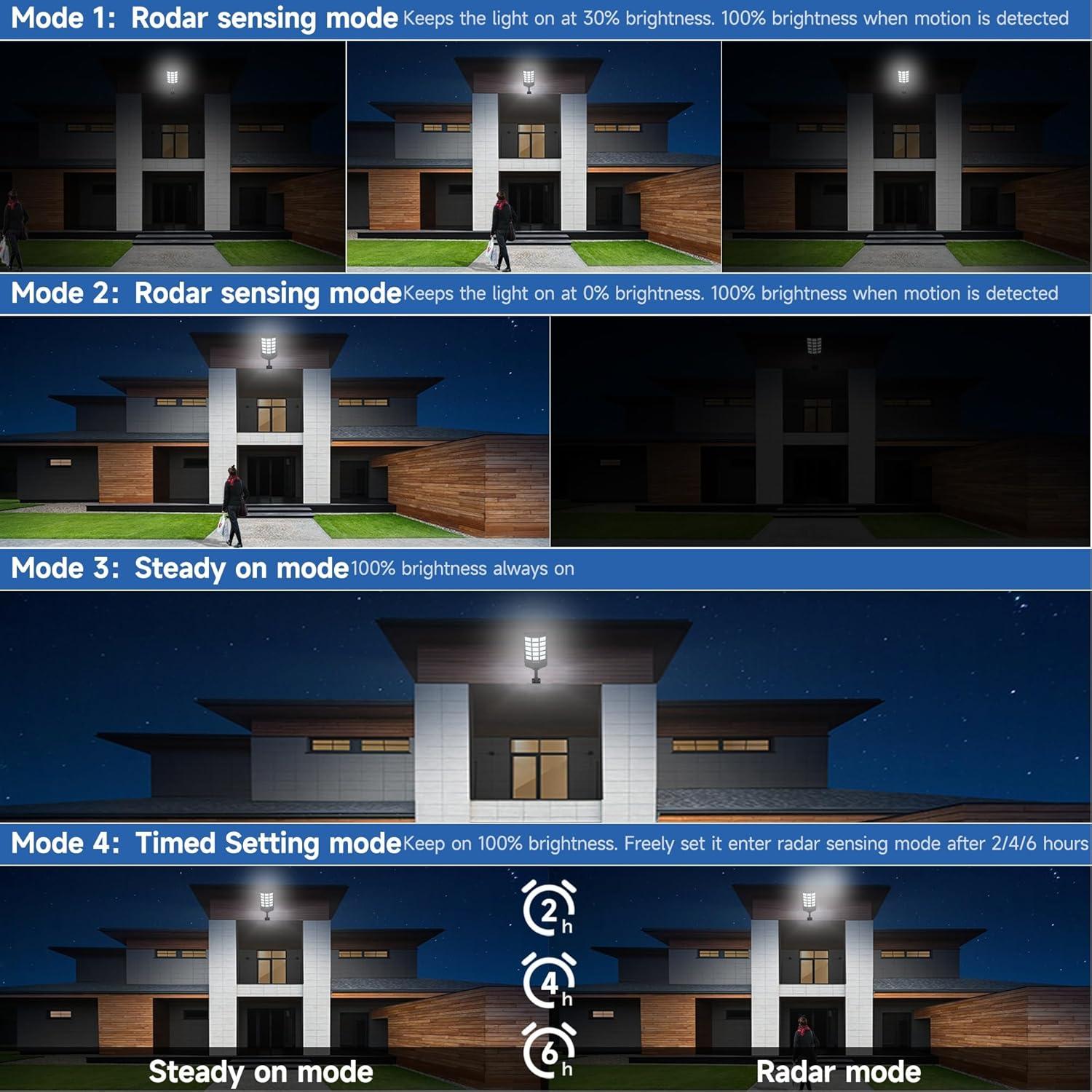 Luces Solares de Calle AQRAOU 6500K 4PCS Impermeables LED