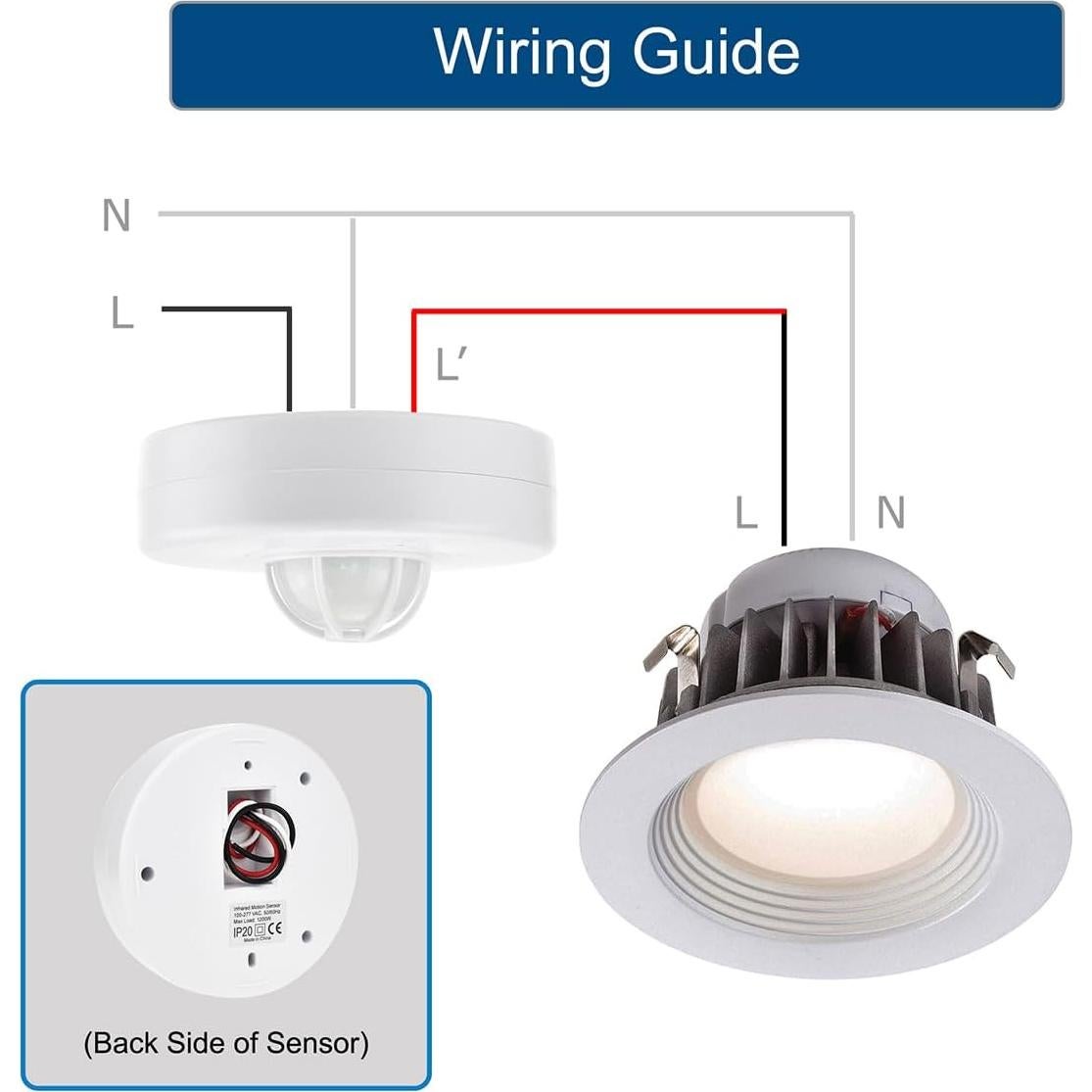 Sensor de Movimiento PIR J.LUMI YCA1001 Montaje en Techo 360°