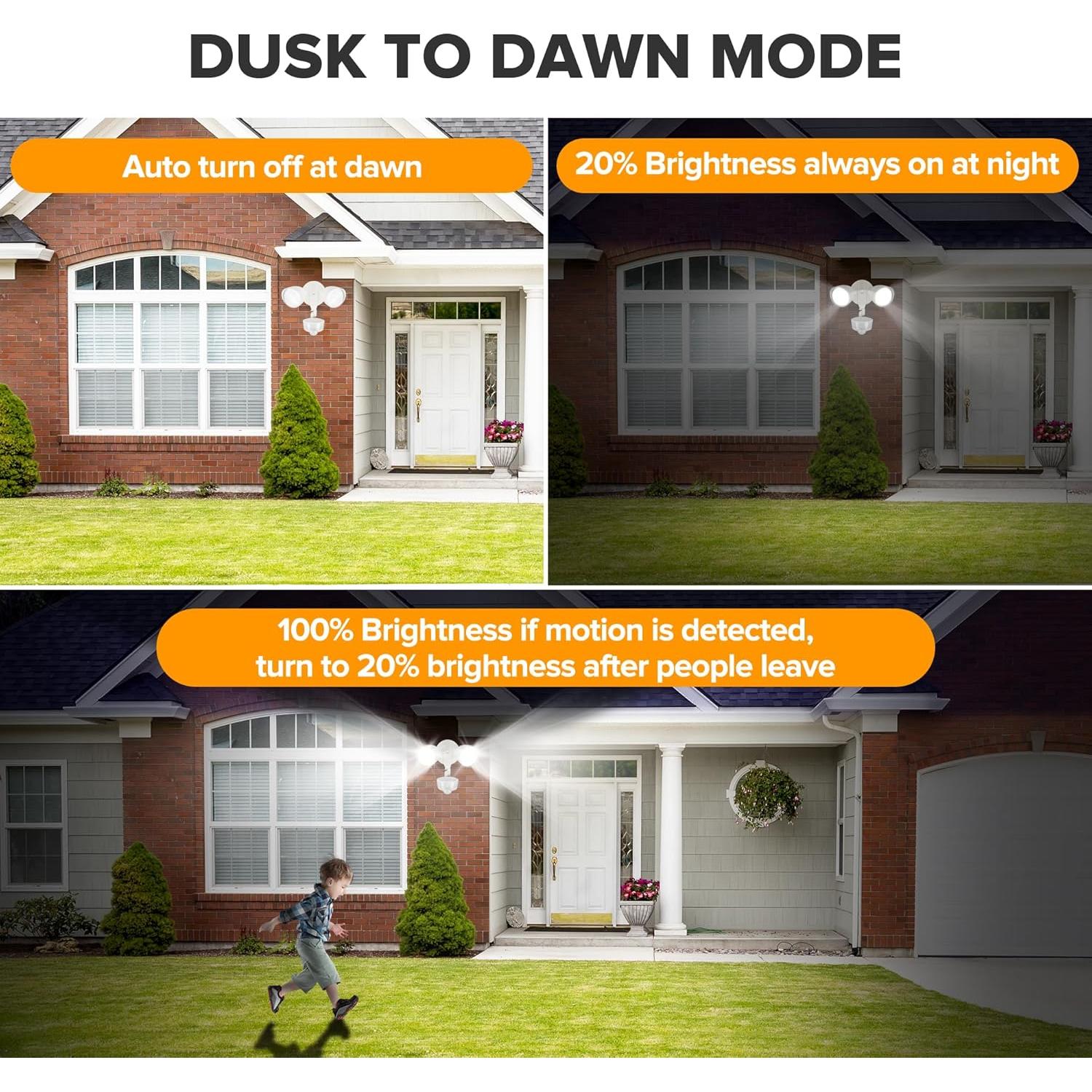 Luz Exterior LED LUTEC 34W con Sensor de Movimiento 3000 Lúmenes