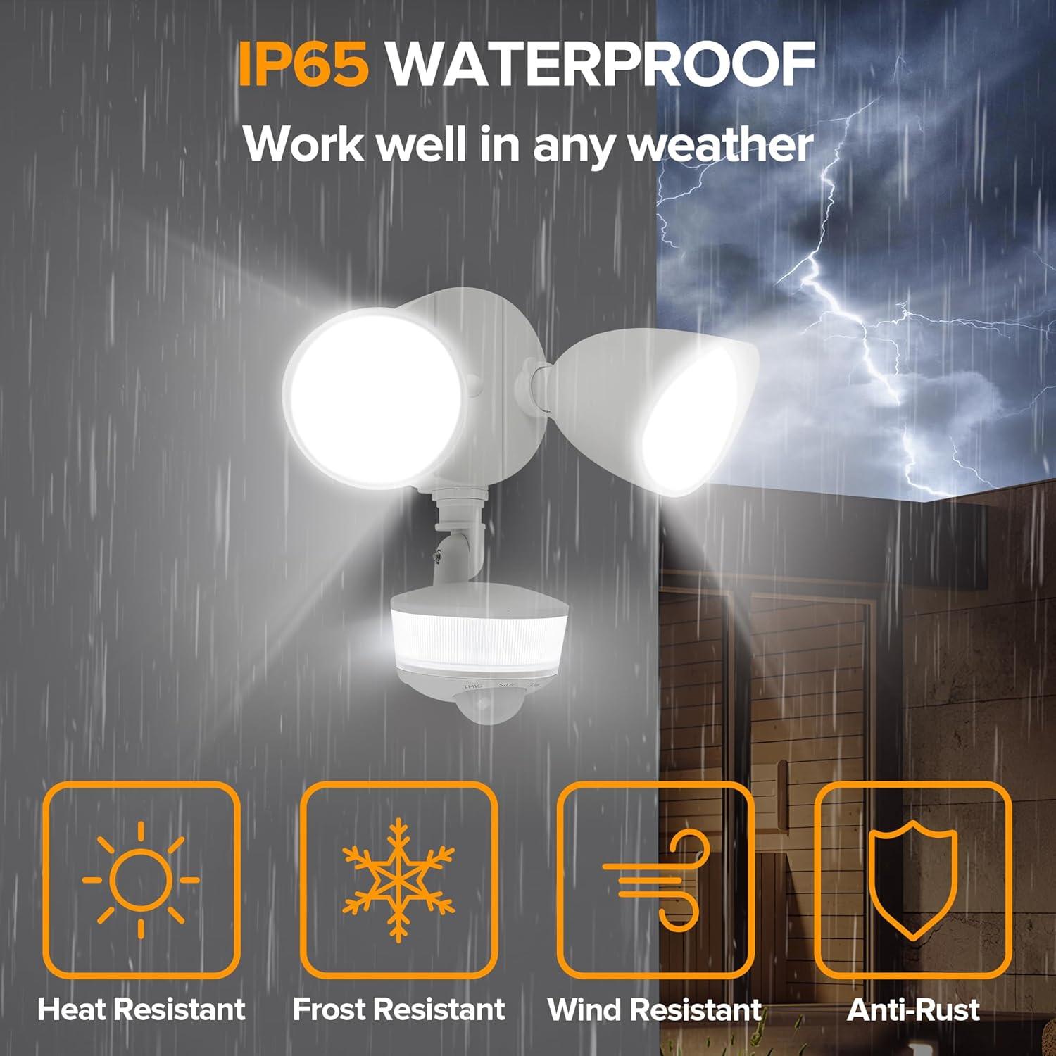 Luz Exterior LED LUTEC 34W con Sensor de Movimiento 3000 Lúmenes