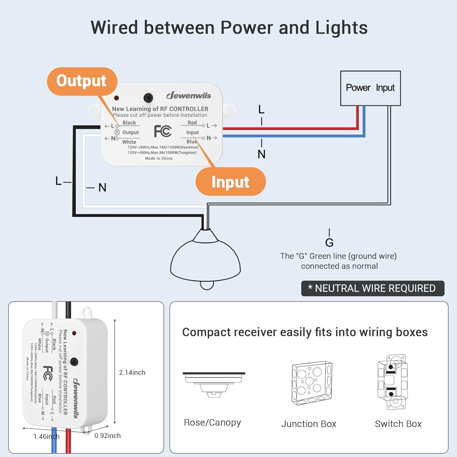Interruptor de Luz Inalámbrico DEWENWILS HRLS11F 30m