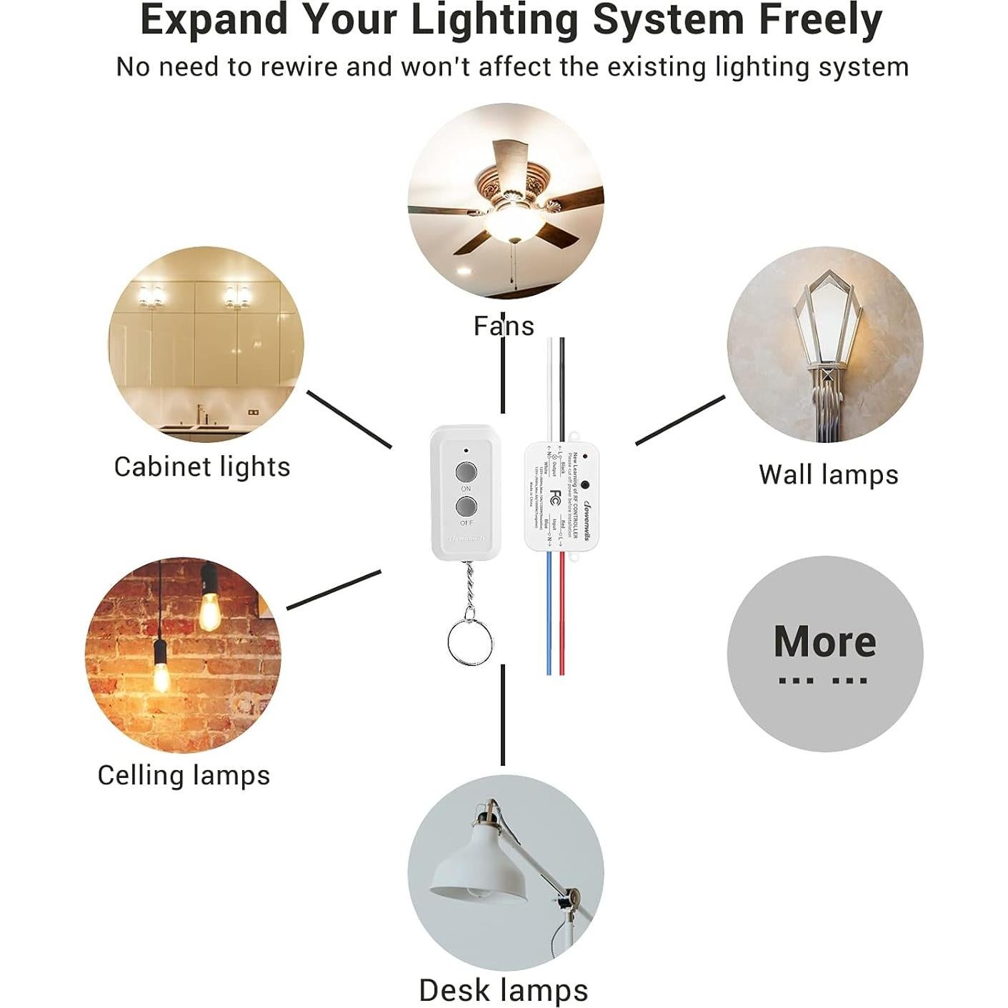 Interruptor de Luz Inalámbrico DEWENWILS HRLS11F 30m