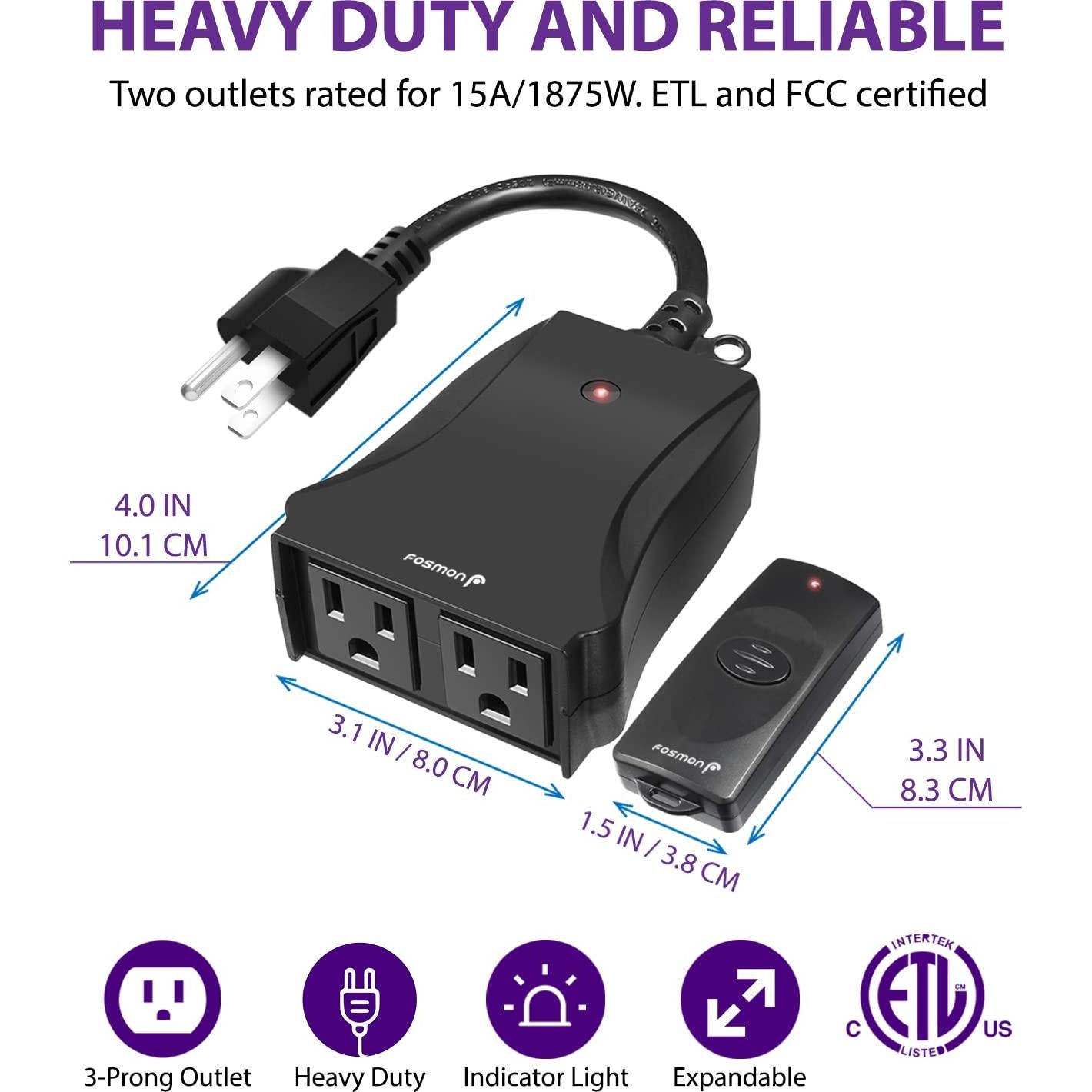 Enchufe Control Remoto Inalámbrico Fosmon 2 Salidas 30m