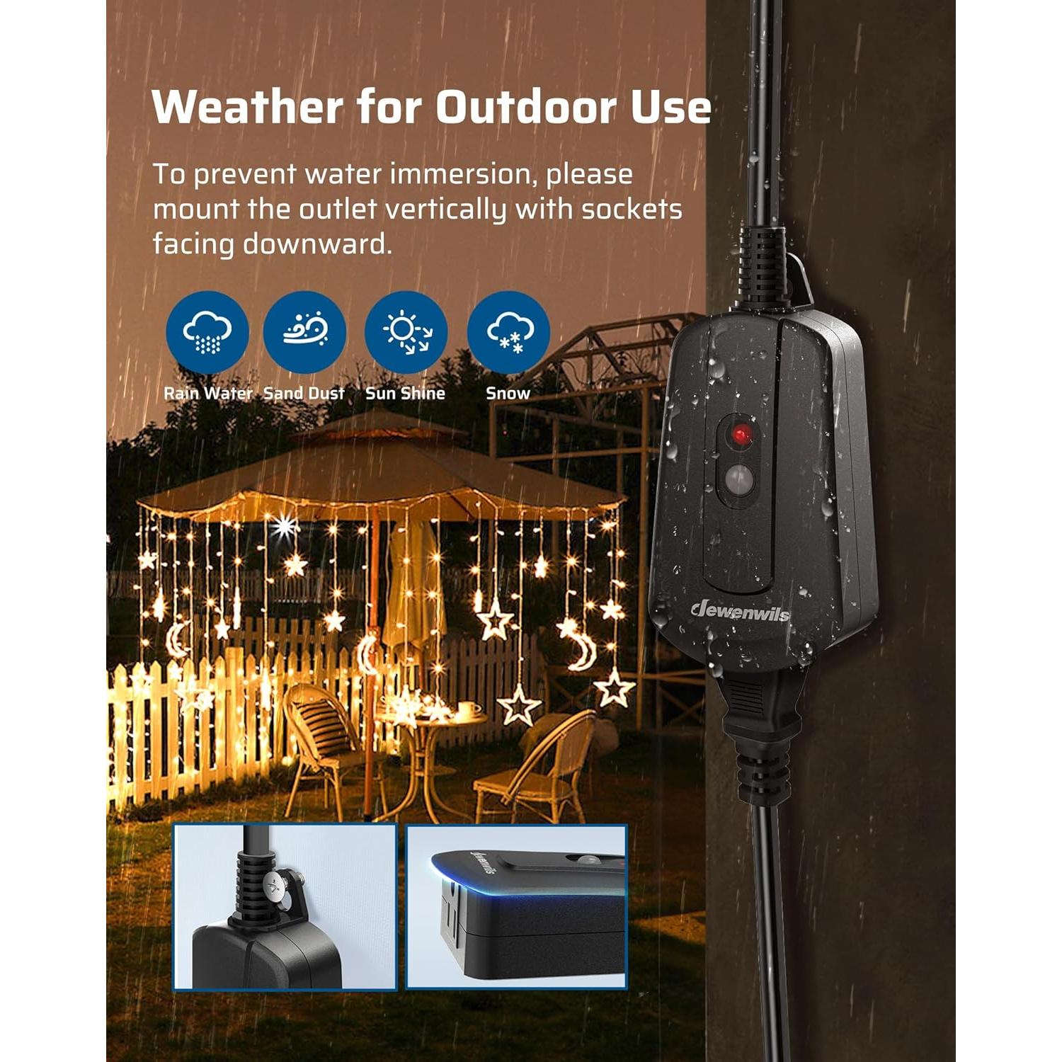 Enchufe Remoto Inalámbrico Dewenwils para Exterior 15A