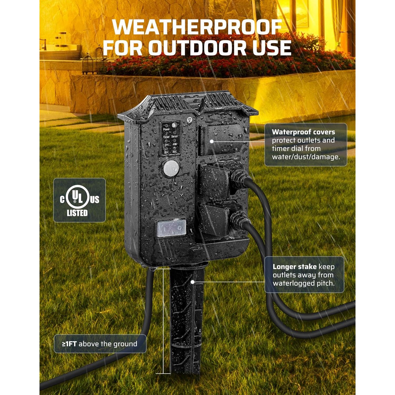 Temporizador de Estaca DEWENWILS para Exterior 6 Salidas 6FT