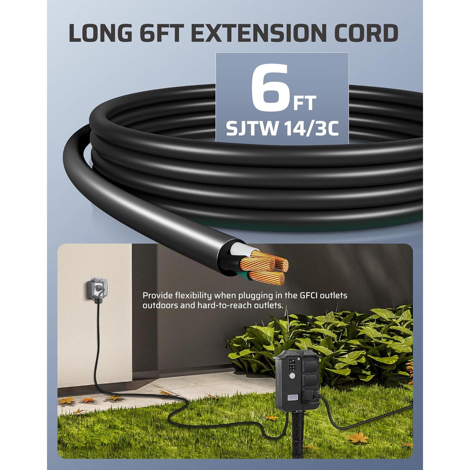 Temporizador de Estaca DEWENWILS para Exterior 6 Salidas 6FT