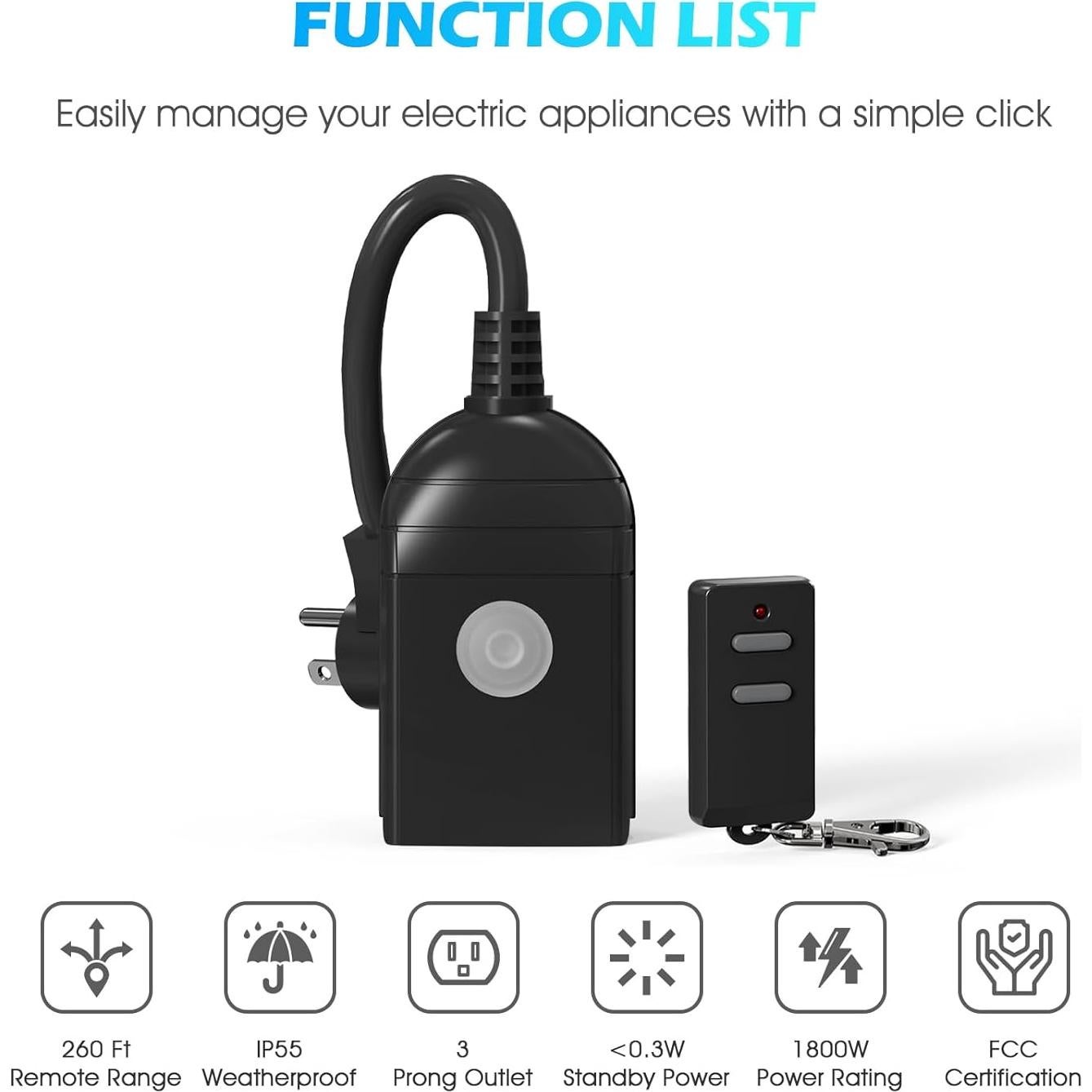 Enchufe Inalámbrico SURNICE con Control Remoto 15A 79.83m