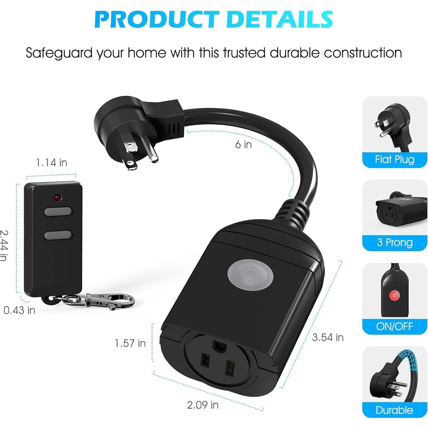 Enchufe Inalámbrico SURNICE con Control Remoto 15A 79.83m