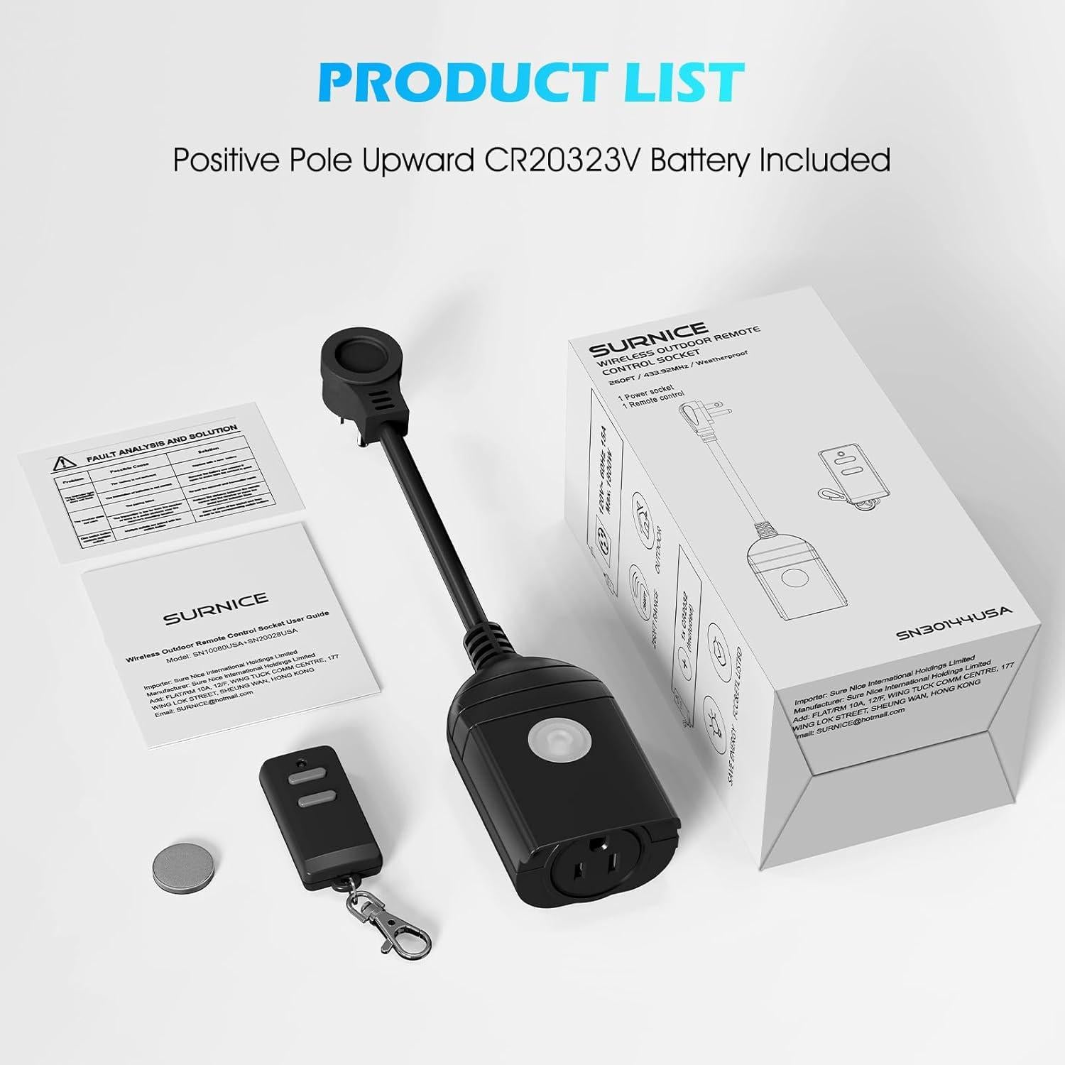 Enchufe Inalámbrico SURNICE con Control Remoto 15A 79.83m