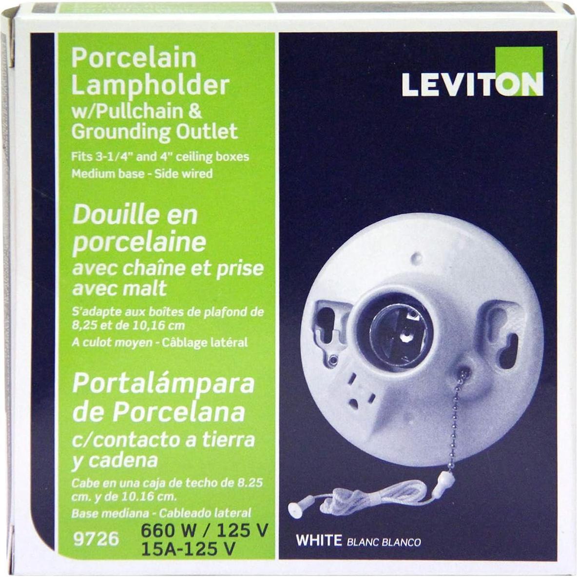 Portalámparas Incandescente Leviton 9726-C Porcelana Blanca