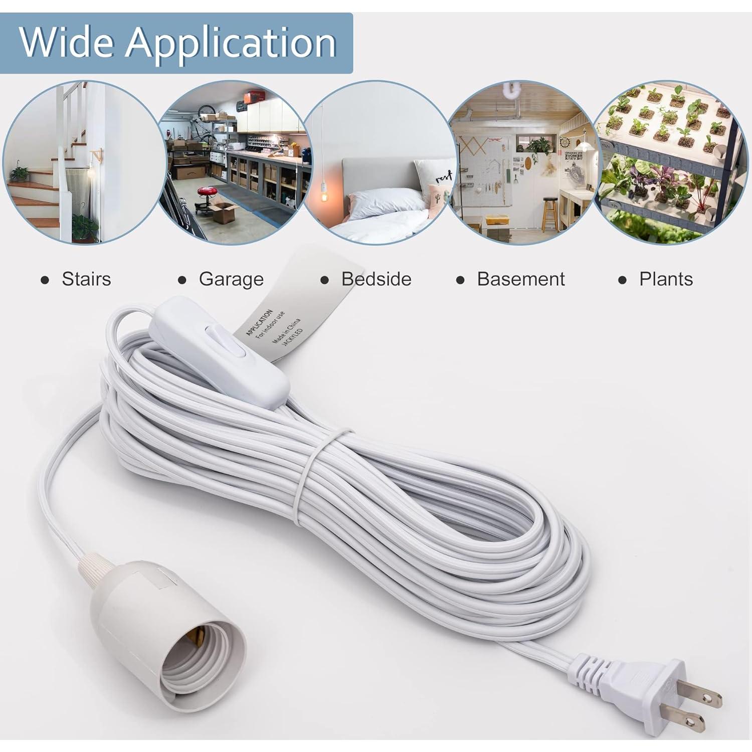 Cable de lámpara colgante JACKYLED 2-Pack 6.1m E26 E27 360W