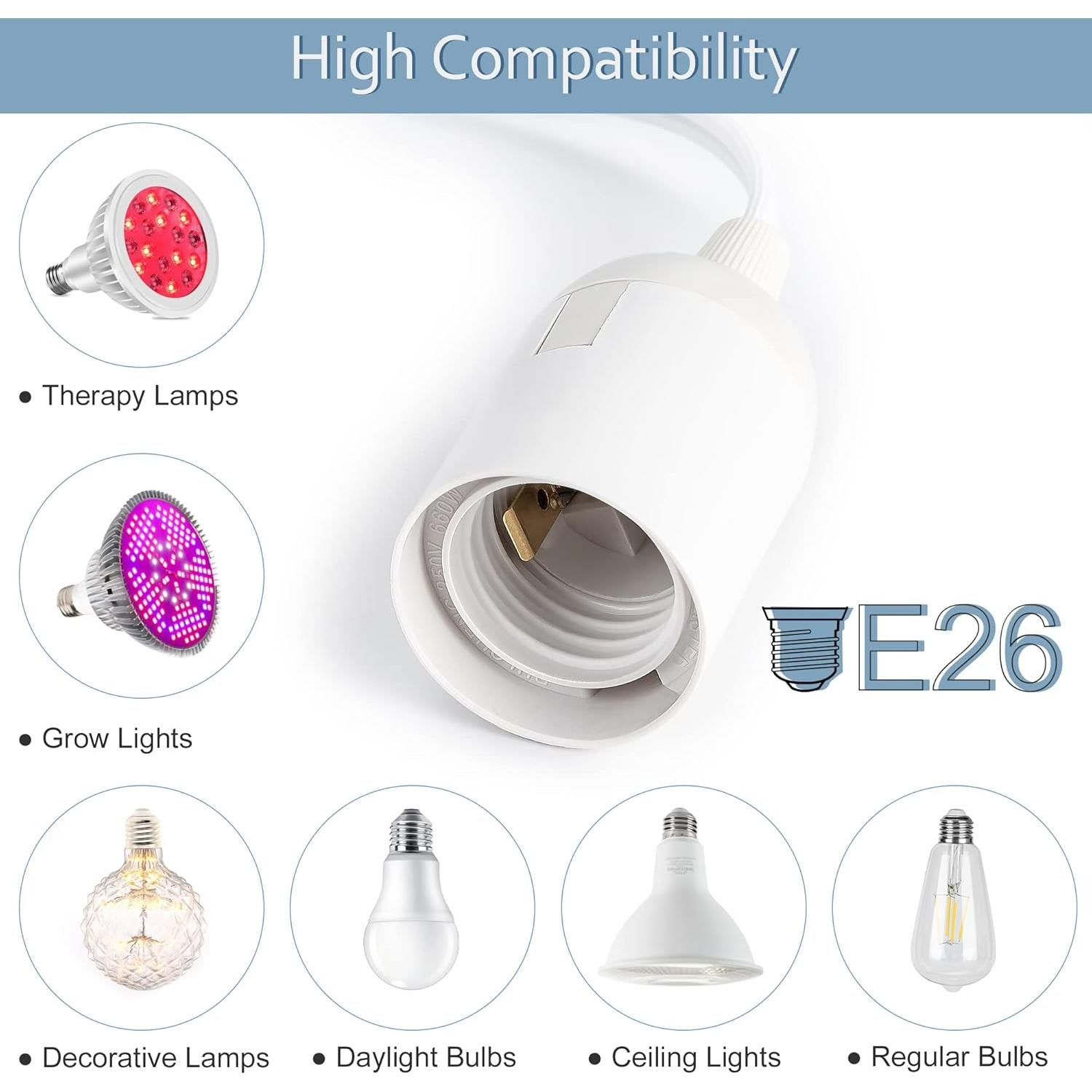 Cable de lámpara colgante JACKYLED 2-Pack 6.1m E26 E27 360W