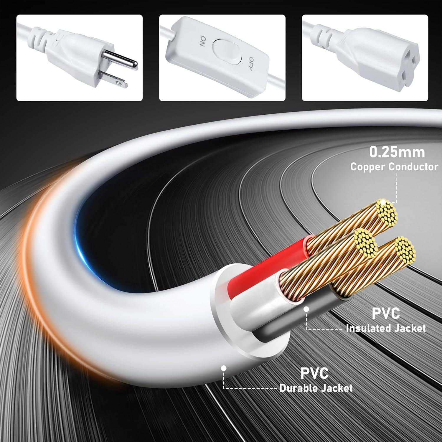Cable de Extensión HLCORD 2m con Interruptor 18AWG Blanco