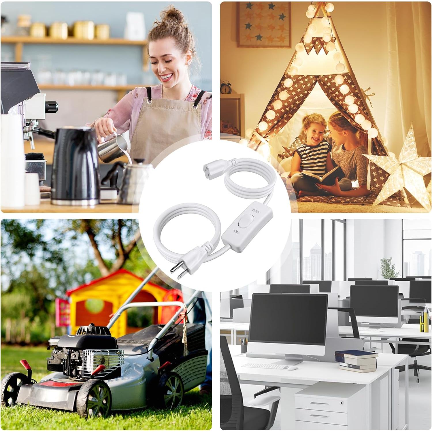 Cable de Extensión HLCORD 2m con Interruptor 18AWG Blanco