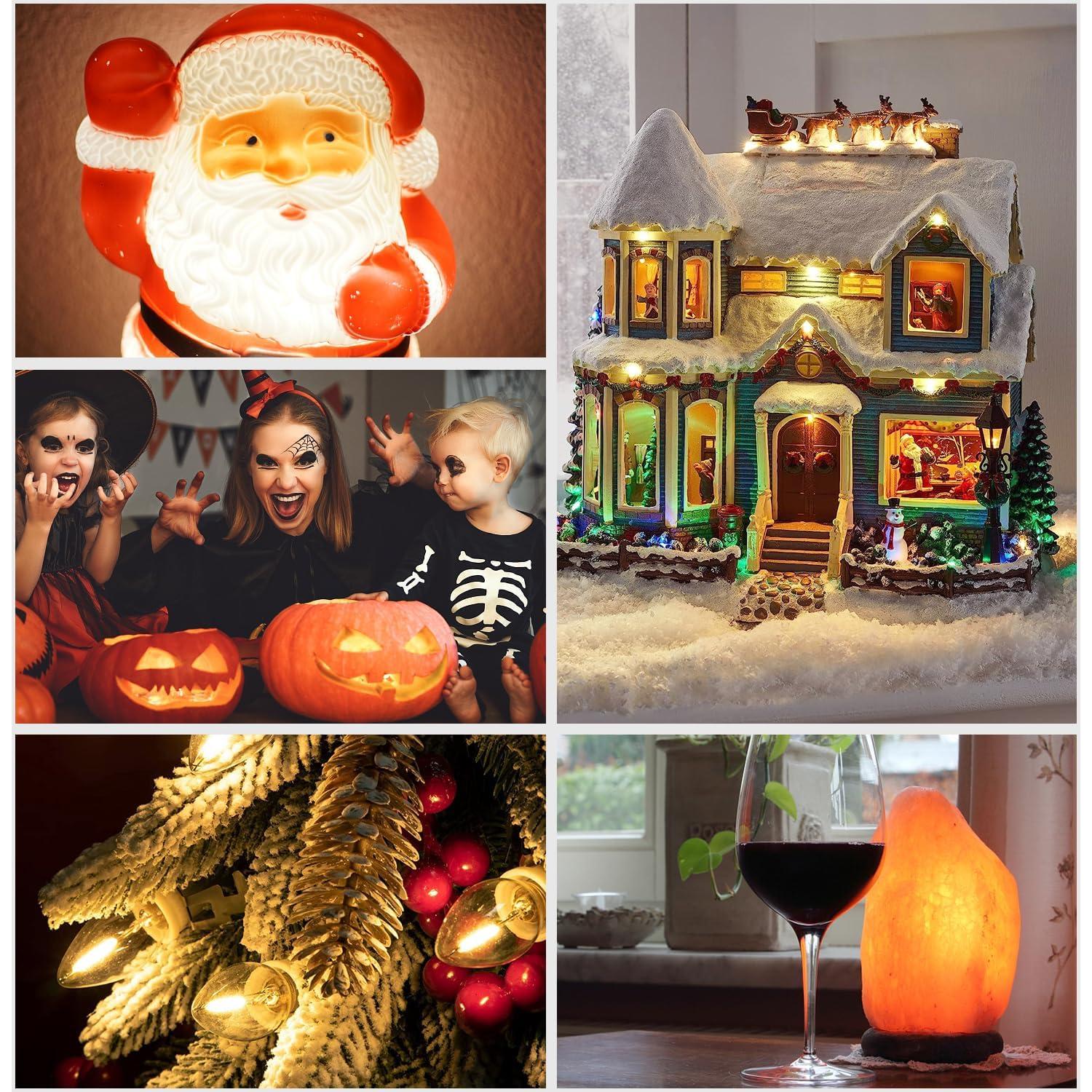 Paquete de 2 Cables con 2 Bombillas LED C7 E12 para Decoración