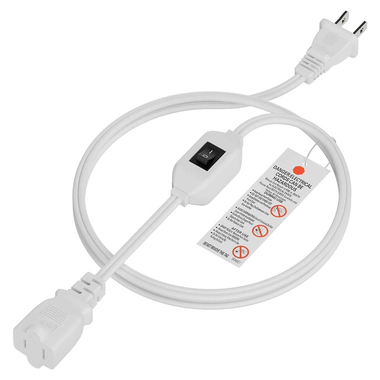 Cable de Extensión con Interruptor PluGrand 1.83m Blanco 12A