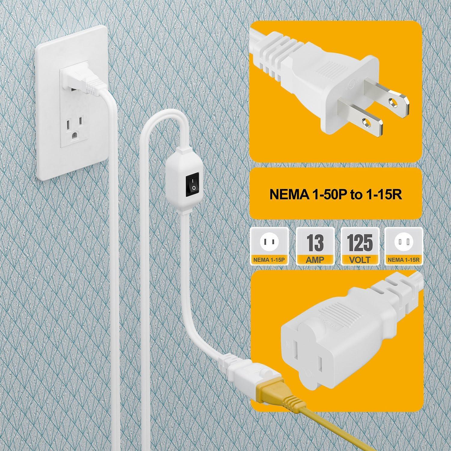 Cable de Extensión con Interruptor PluGrand 1.83m Blanco 12A