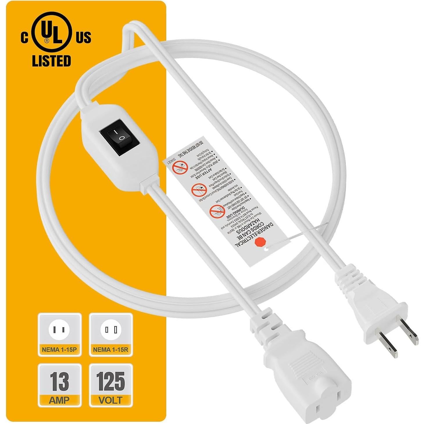 Cable de Extensión con Interruptor PluGrand 1.83m Blanco 12A