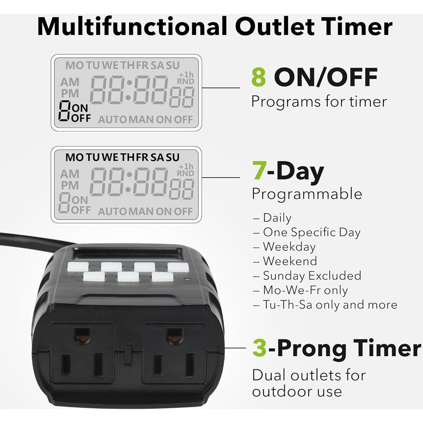 Temporizador Digital Exteriores BN-LINK 8 Programas 1875W