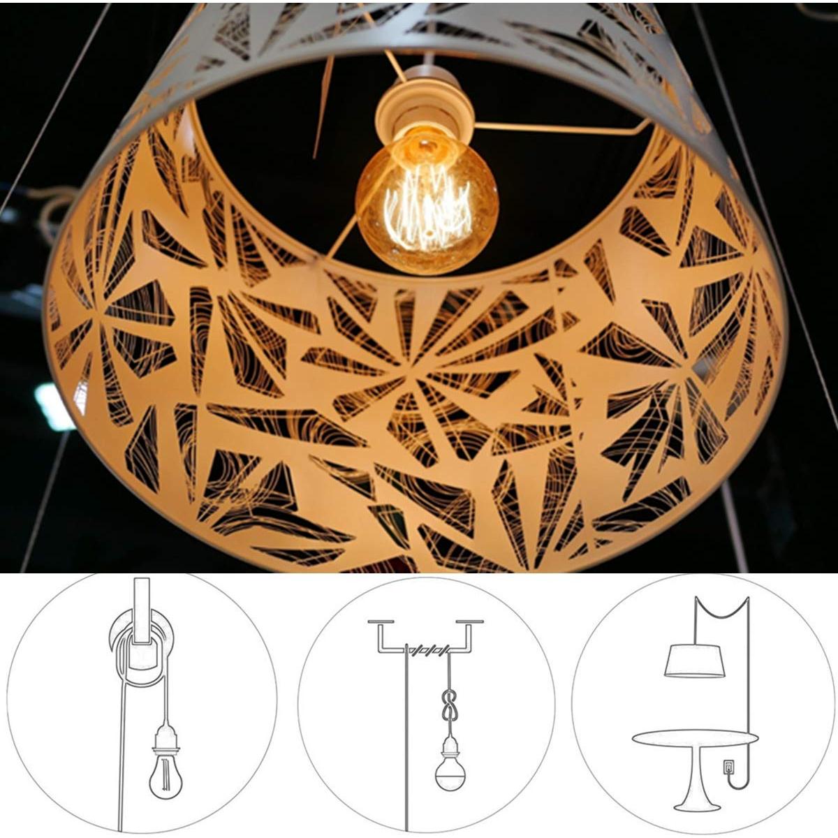 HESSION Luz Colgante Enchufable 15 Pies E26/E27 Negro 2 Paquete