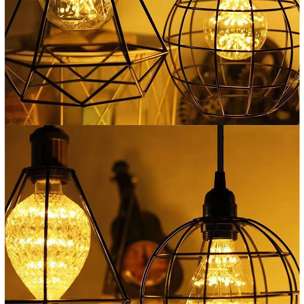 HESSION Luz Colgante Enchufable 15 Pies E26/E27 Negro 2 Paquete