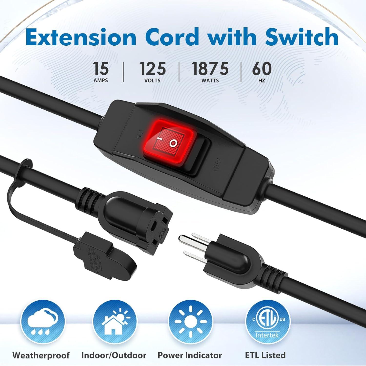 Cable de Extensión KASONIC 1.5 pies con Interruptor IP65