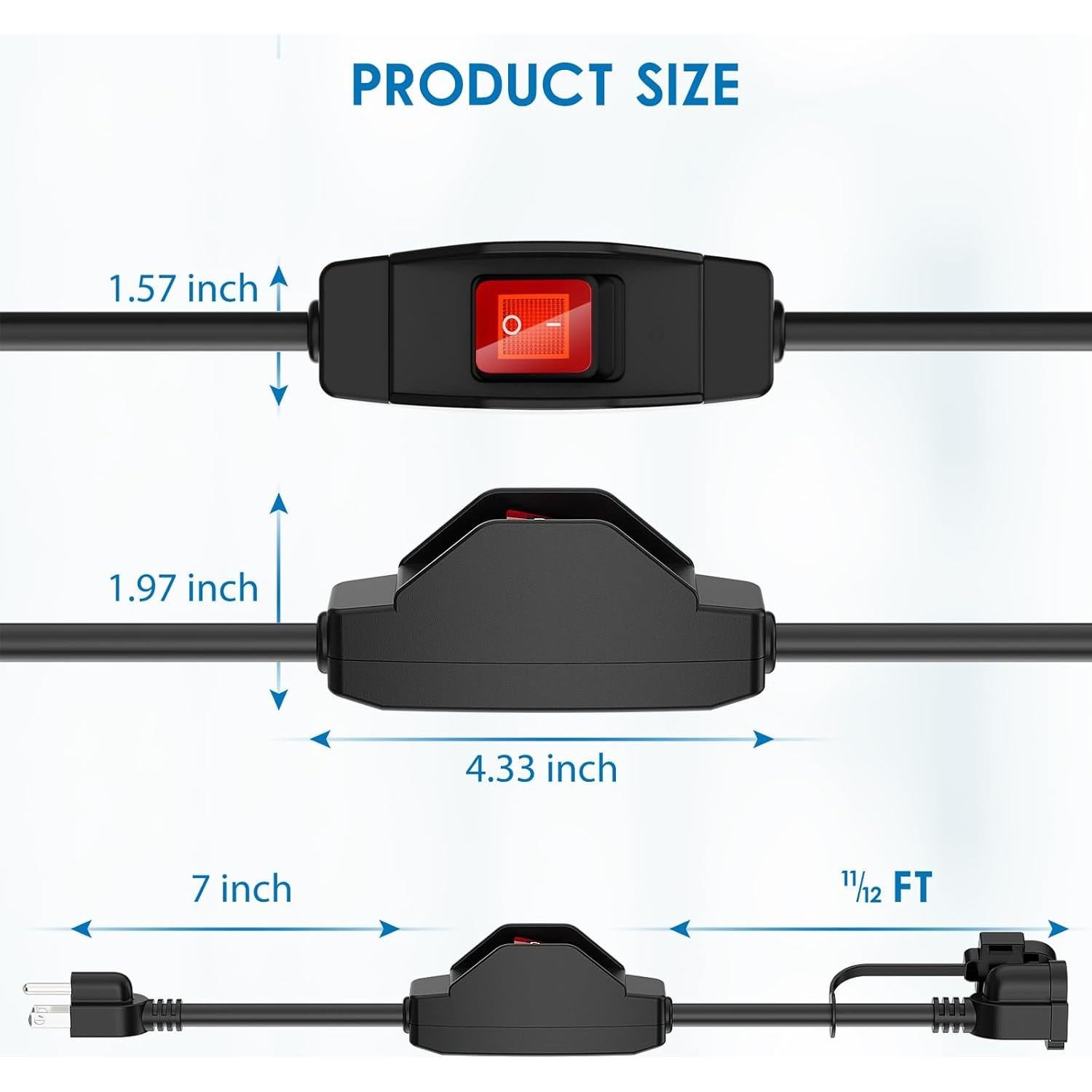 Cable de Extensión KASONIC 1.5 pies con Interruptor IP65