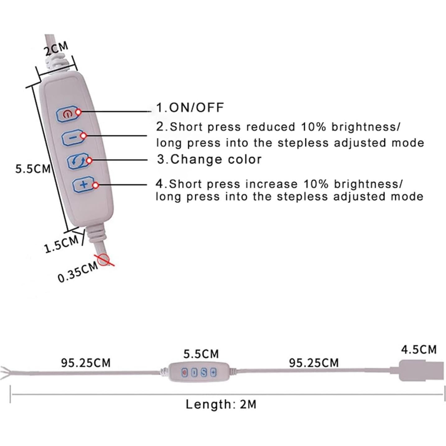 Cable de Extensión USB Dimmer Blanco 5V con Interruptor On/Off