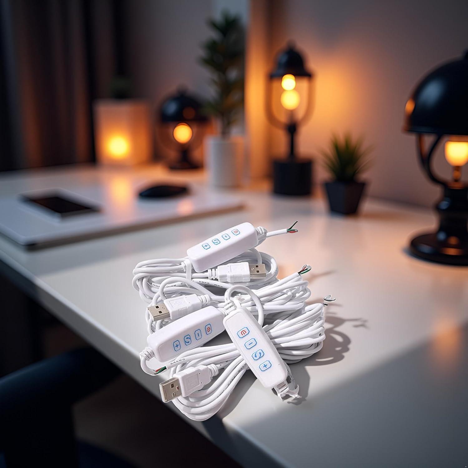 Cable de Extensión USB Dimmer Blanco 5V con Interruptor On/Off