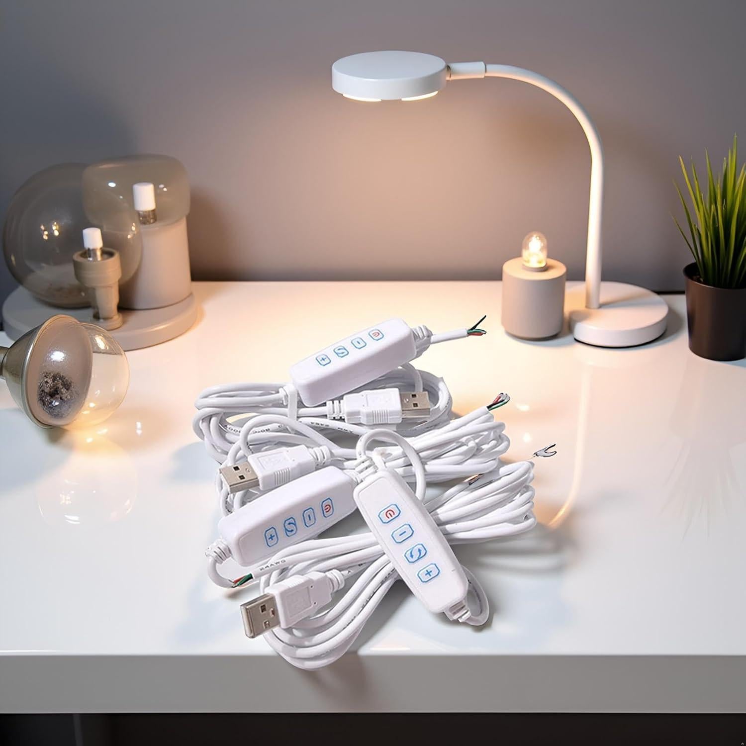 Cable de Extensión USB Dimmer Blanco 5V con Interruptor On/Off