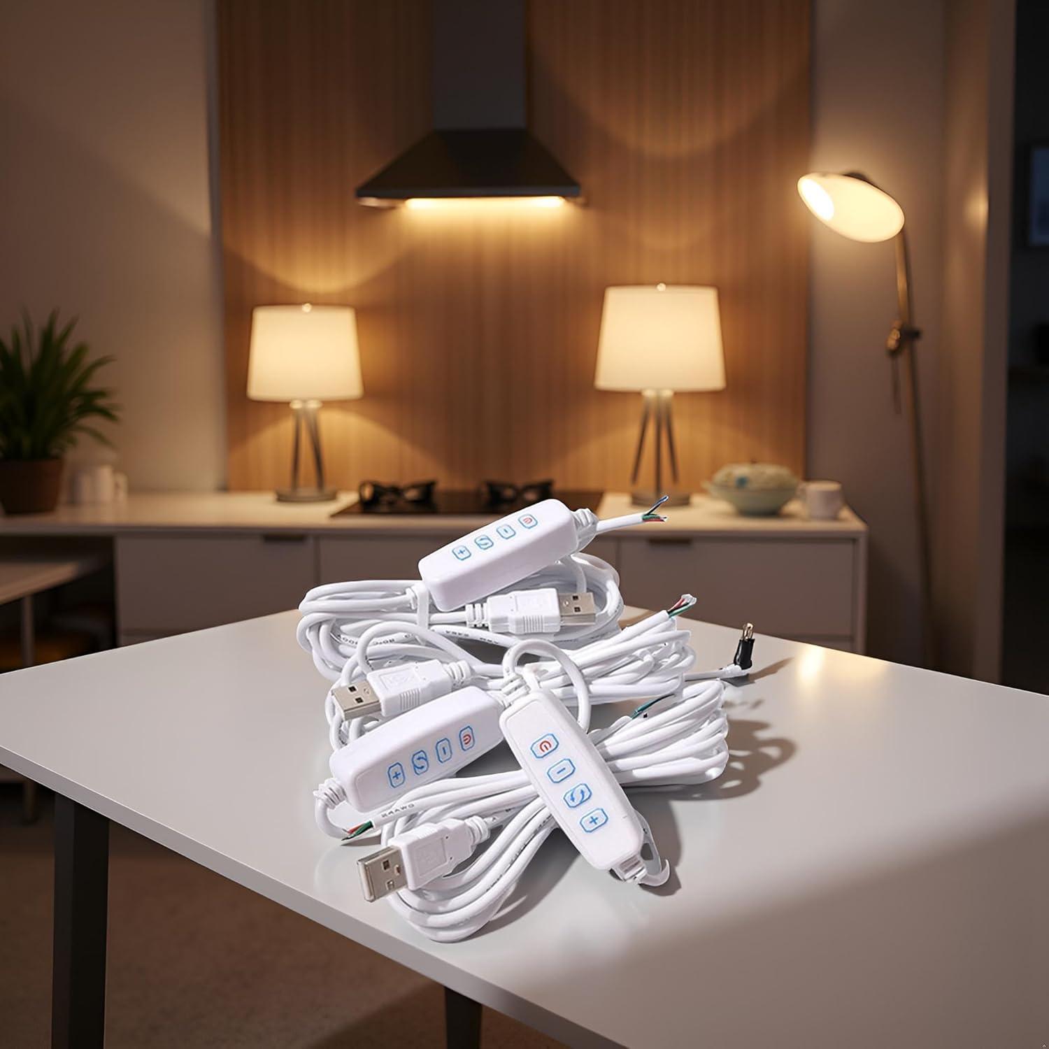 Cable de Extensión USB Dimmer Blanco 5V con Interruptor On/Off