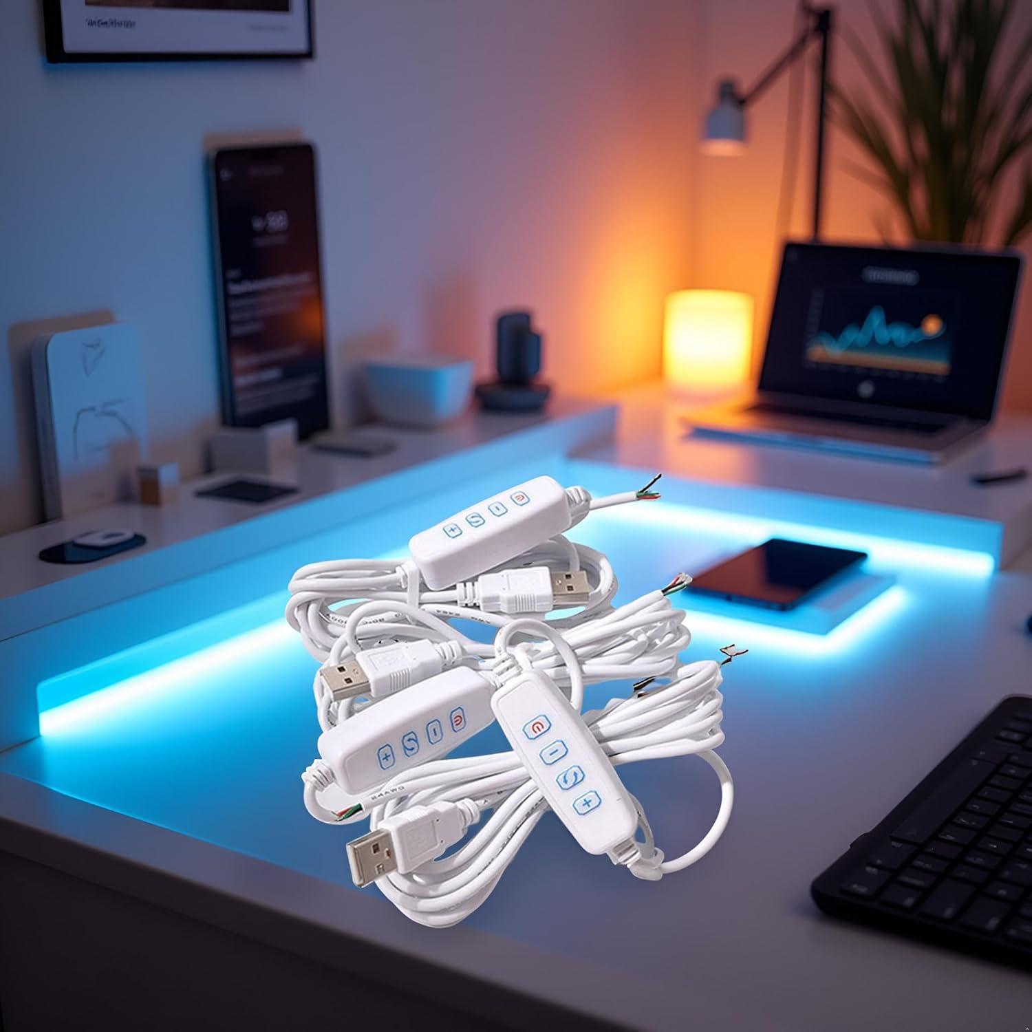 Cable de Extensión USB Dimmer Blanco 5V con Interruptor On/Off