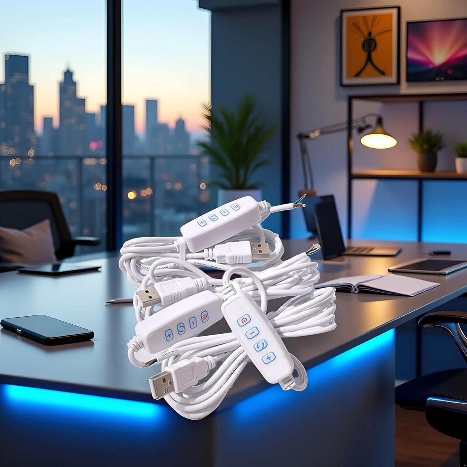 Cable de Extensión USB Dimmer Blanco 5V con Interruptor On/Off