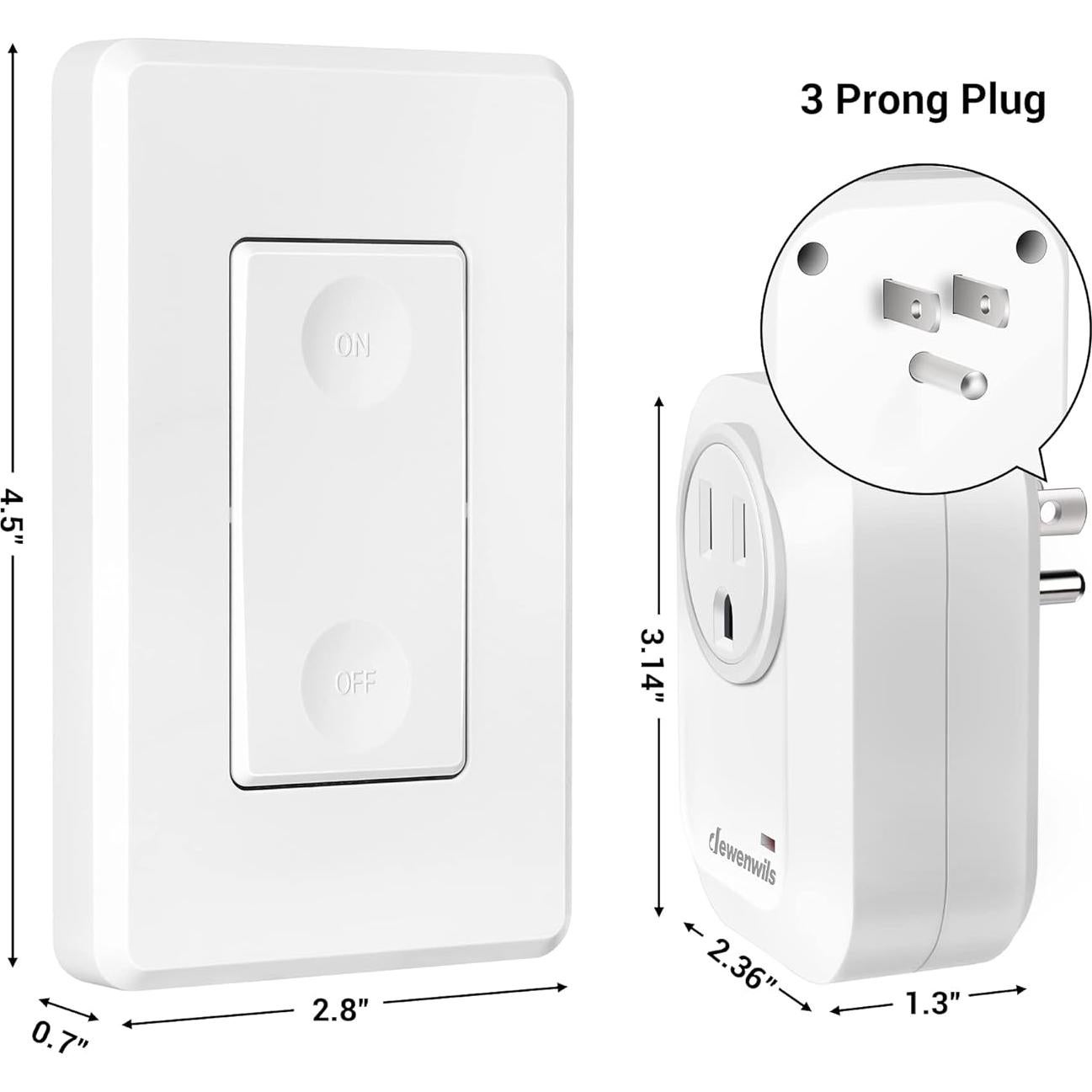 Interruptor de Pared y Enchufe Remoto DEWENWILS 100FT
